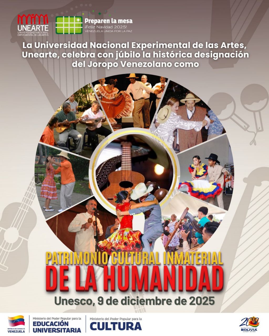 Unearte celebra la gran victoria Cultural, Joropo, Patrimonio de la Humanidad